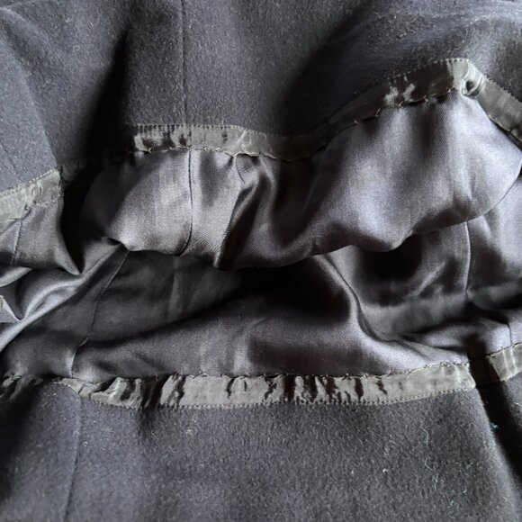 Navy Blue Wool Boxy Jacket Slim Skirt Woman's Suit - Picture 10 of 13